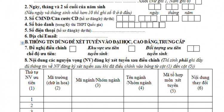 Hướng dẫn tải phiếu điều chỉnh nguyện vọng Đại học 2020