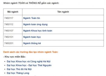 Nhóm ngành TOÁN và THỐNG KÊ