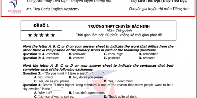 Tổng hợp 10 đề thi thử Tiếng Anh THPT quốc gia 2021 (có giải chi tiết)