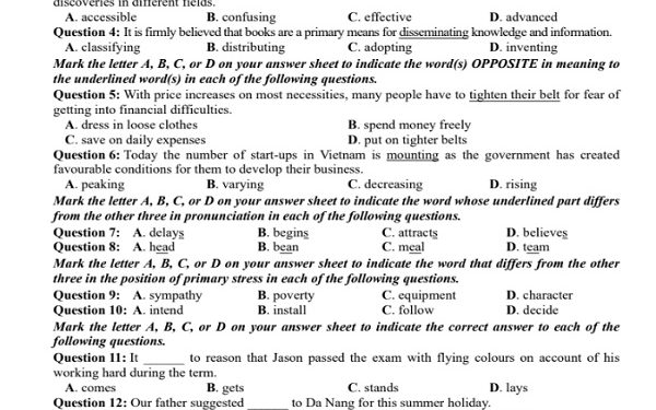 Trọn bộ đề thi, đáp án kỳ thi ĐH, Tốt nghiệp THPT từ năm 2002-2020 tất cả các môn