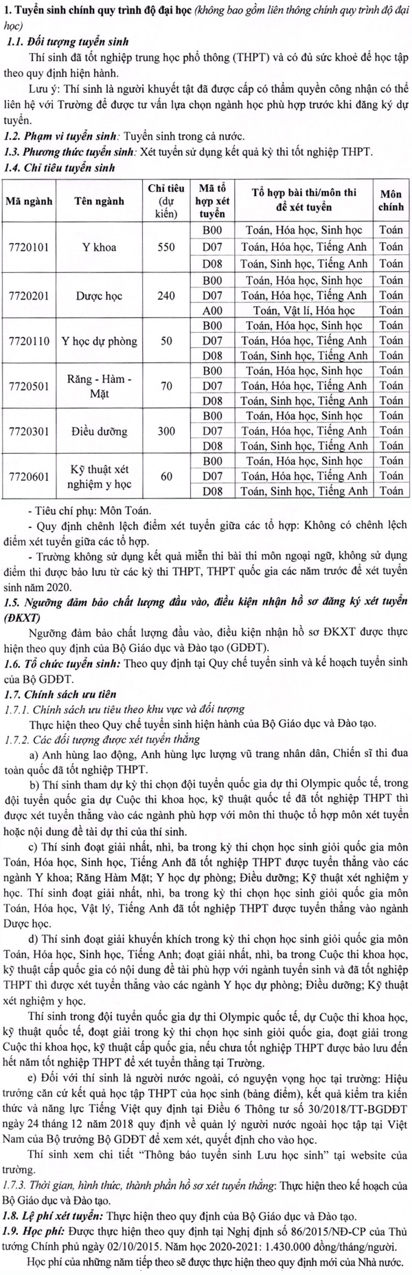 Ảnh thông tin tuyển sinh trường đại học y dươc (đh thái nguyên)