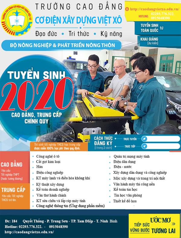 Ảnh thông tin tuyển sinh trường cao đẳng cơ điện xây dựng việt xô